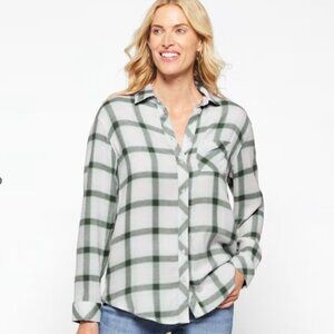 Market & Spruce Plaid Woven Top, Green, XL, NWT